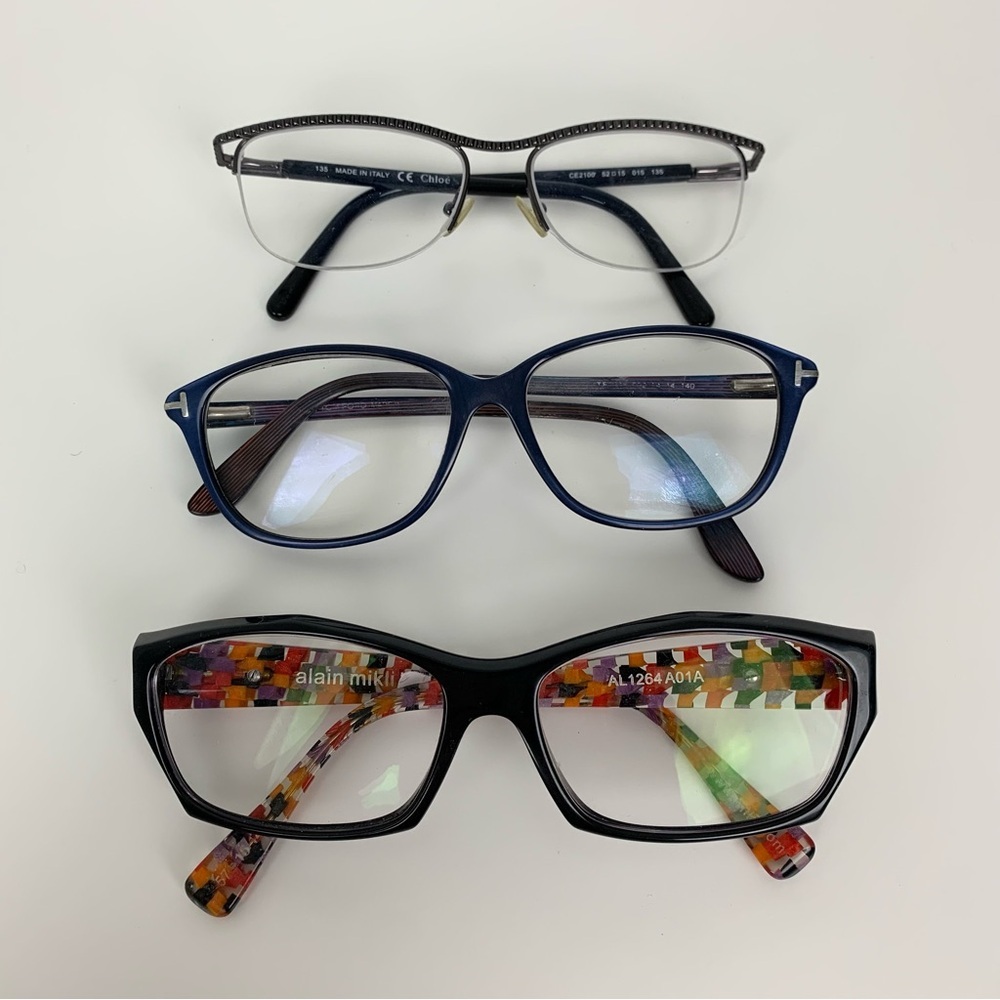 Lot Of 3 Glasses Tom Ford Chloe Alain Mikli Italy France Frames Only Read